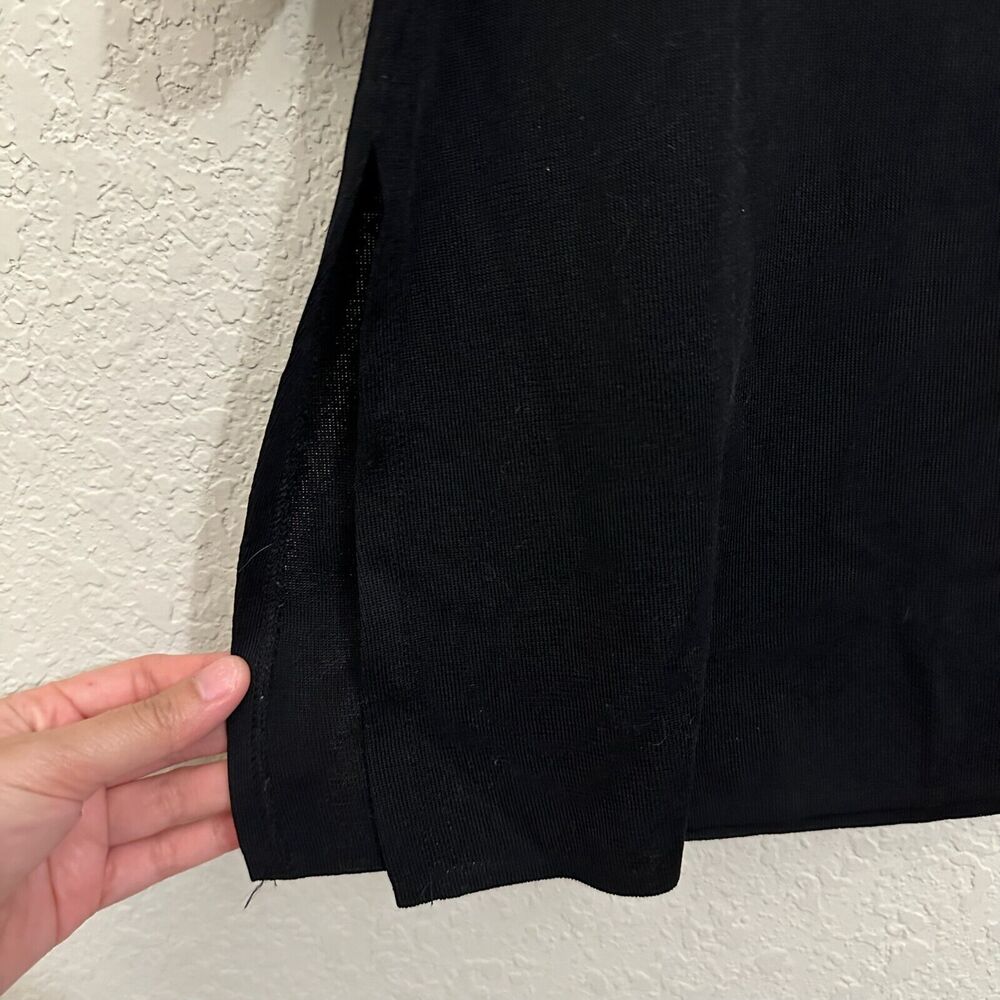 EXCLUSIVELY MISOOK Tunic Knit Top Black Padded Tassel Office Work - Picture 6 of 10